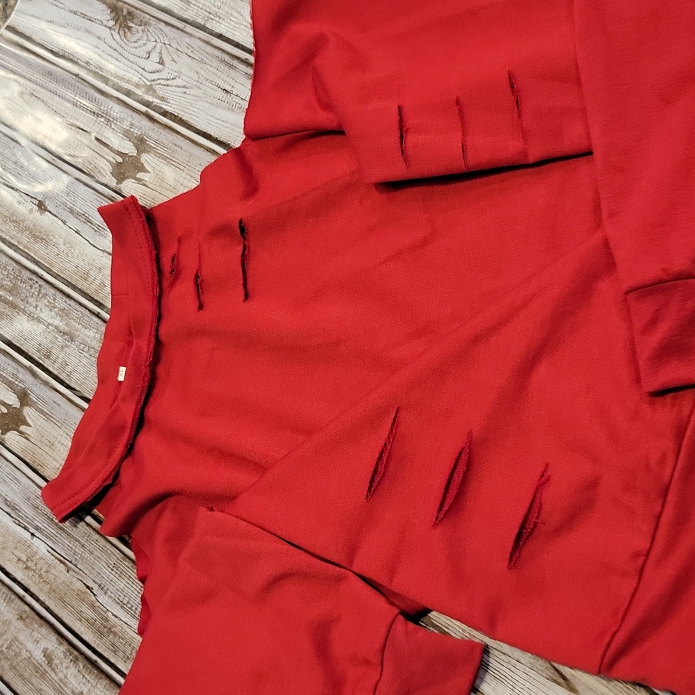 Distressed Sweatshirt Raw Edge Shoulderless Sz. XL